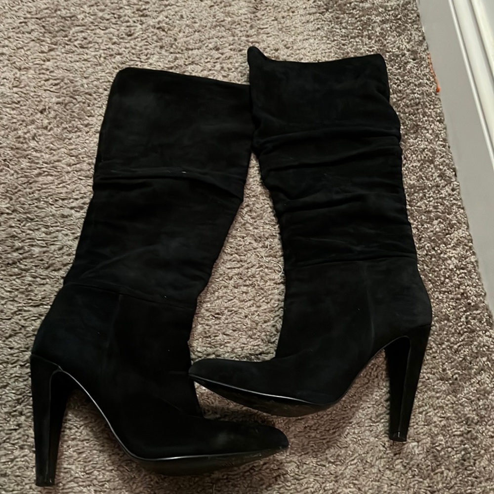 Black suede boots from Aldo